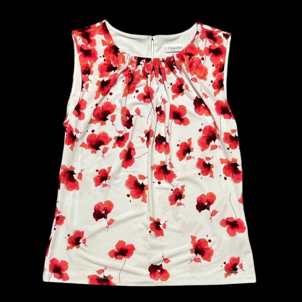 Calvin Klein floral,  sleeveless blouse.  Size M